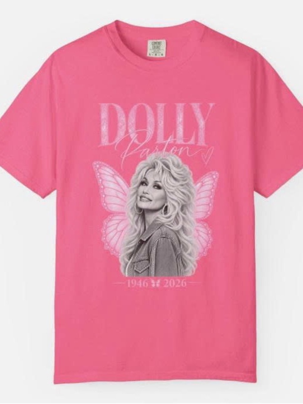 Dolly Pink Graphic Short Sleeve Tee with Butterfly Portrait